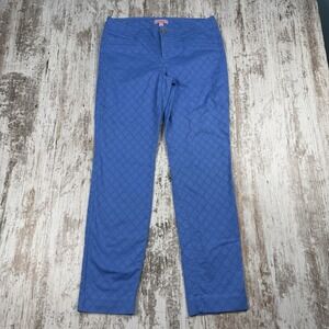 Lilly Pulitzer Kelly Pants Womens 4 Textured Jacquard Ankle Straight Leg Aqua